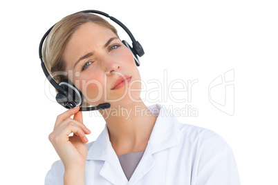 Nurse talking on headset