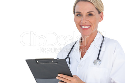 Doctor smiling with stethoscope around her neck