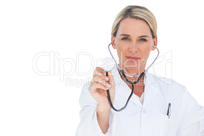 Doctor examining with stethoscope