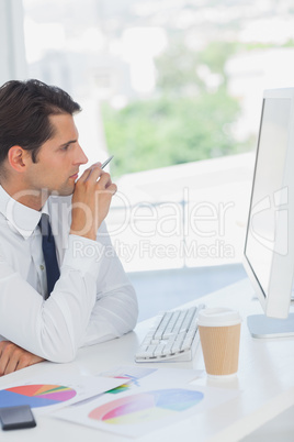 Businessman focused on the computer