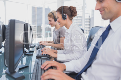 Call centre employees at work