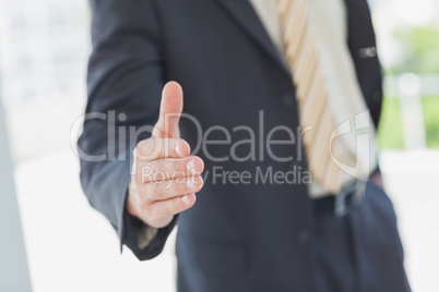 Businessman extending hand for handshake