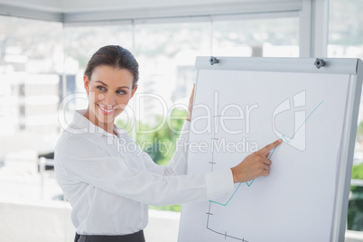 Happy businesswoman presenting a graph