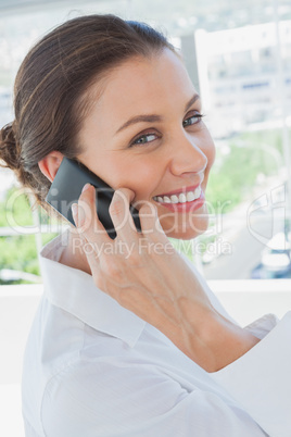 Cheerful businesswoman having a phone conversation