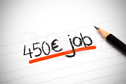 450 euros job written on paper