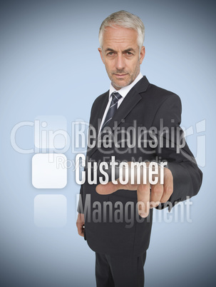 Businessman selecting the word customer