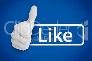 White thumb up next to the like from social networks
