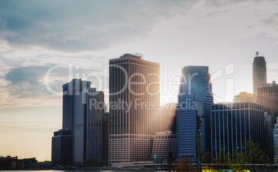 new york city cityscape at sunset