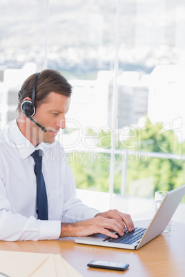 Businessman wearing a headset