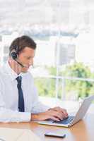 Businessman wearing a headset