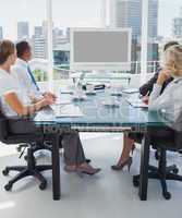 Business people gathered for a video conference