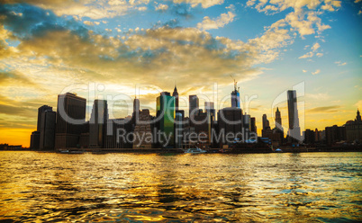 new york city cityscape at sunset