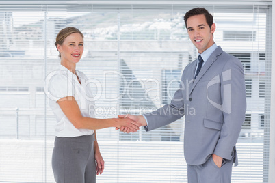 Two colleagues shaking hands