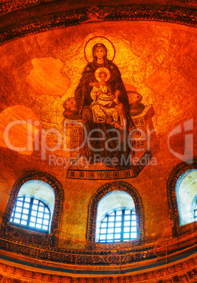 Interior of Hagia Sophia in Istanbul, Turkey early in the mornin