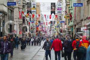 Crowded Istiklal street in Istanbul