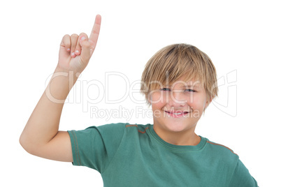 Little boy pointing upwards