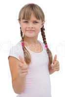 Pretty little girl giving thumbs up
