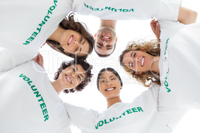 Low angle view of people wearing volunteer tshirt