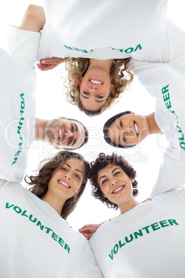 Low angle view of a smiling group of volunteers