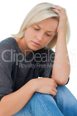 Attractive woman looking troubled