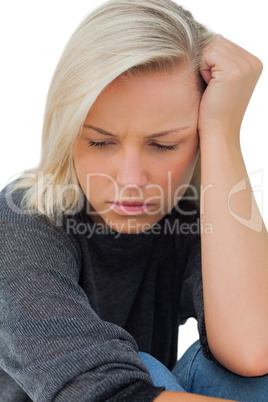 Portrait of a woman looking anxious