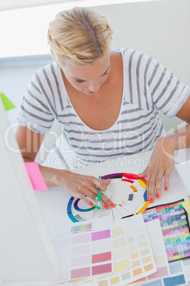 Interior designer working on a colour wheel