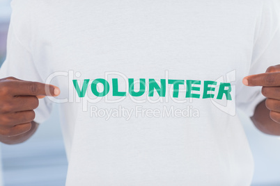 Man wearing volunteer tshirt