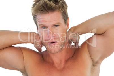 Portrait of a man having a neck ache