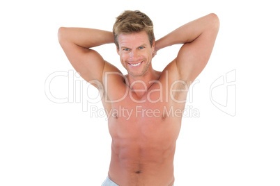 Shirtless man showing his muscles