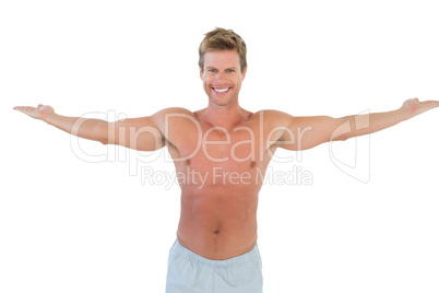 Attractive man opening his arms