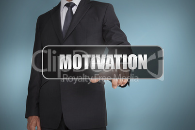 Businessman touching the word relationship written on black tag