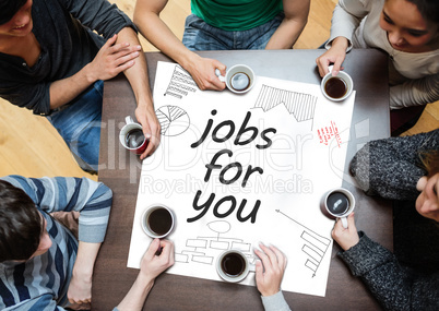 Jobs for you written on a poster with drawings of charts