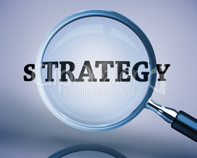 Magnifying glass showing strategy word