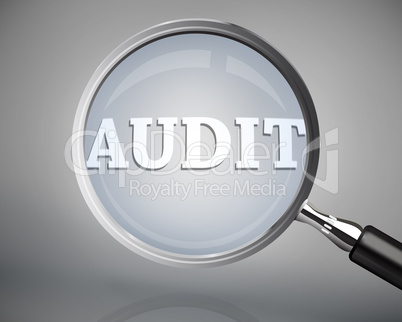 Magnifying glass showing audit word in white