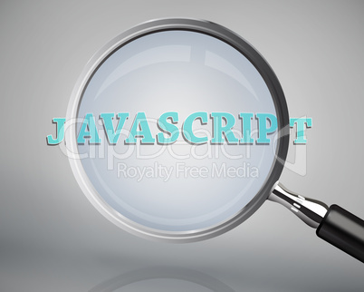 Magnifying glass showing javascript word