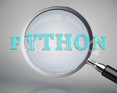Magnifying glass showing python word