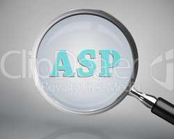 Magnifying glass showing asp word