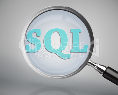 Magnifying glass showing sql word