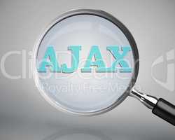 Magnifying glass showing ajax word