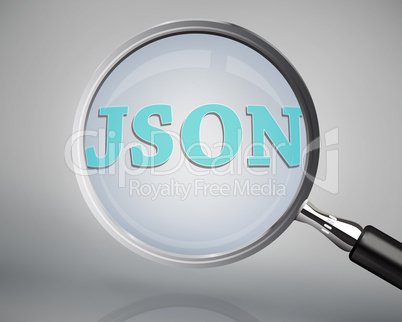 Magnifying glass showing json word