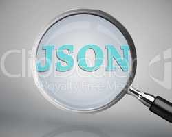 Magnifying glass showing json word