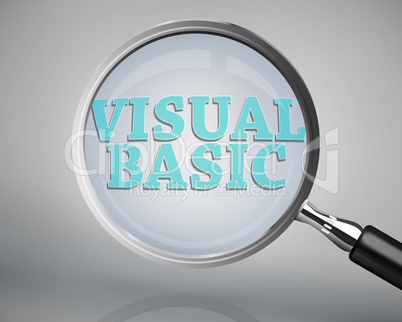 Magnifying glass showing visual basic word