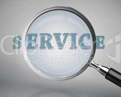 Magnifying glass showing service word