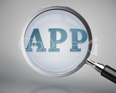 Magnifying glass showing app word