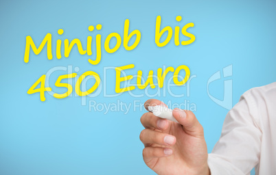 Businessman writing in yellow minijob bis 450 euro