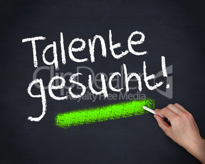 Man writing talente gesucht