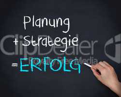 Man writing planung strategy and erfolg