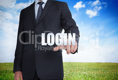 Businessman selecting login word