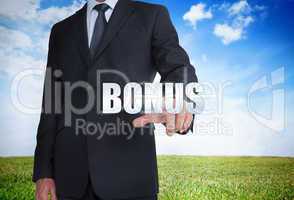 Businessman selecting bonus word