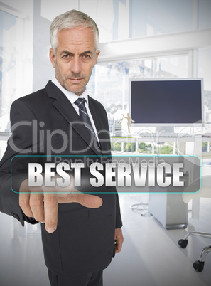 Businessman touching the term best service